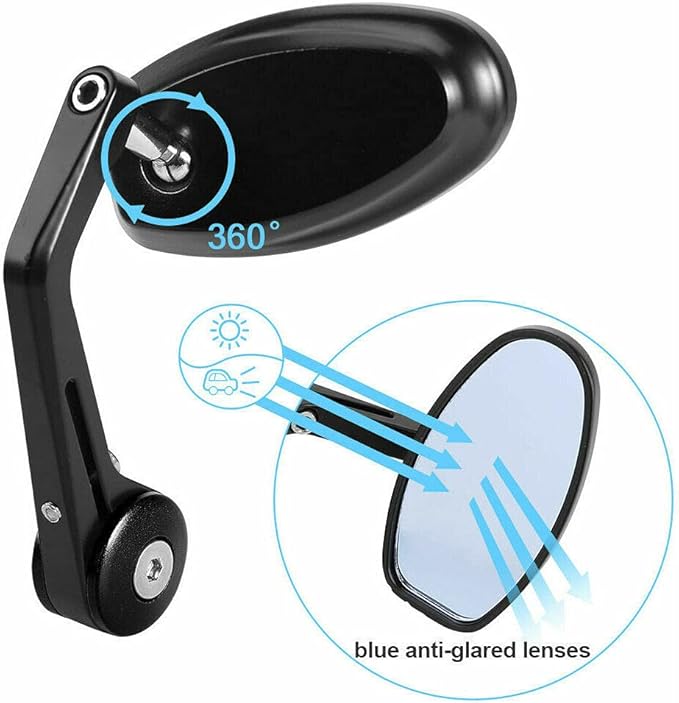 Espejos Café Racer de Lujo Semi-Ovalados – Universales y Antirreflejo